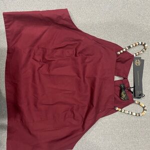 House of Harlow 1960 Maroon Top with Beaded Strap
